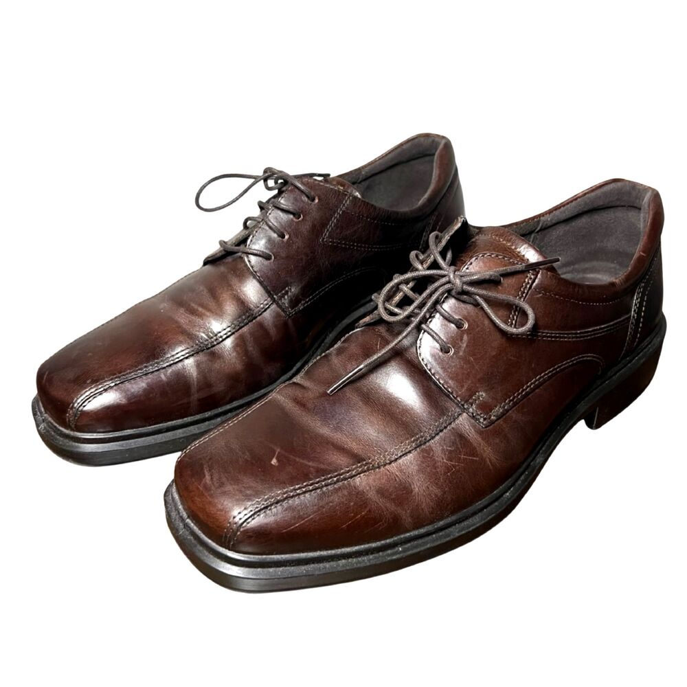 ECCO Mens Brown Leather Oxford Dress Shoes EU 44 US 10–10.5 No Original Insoles